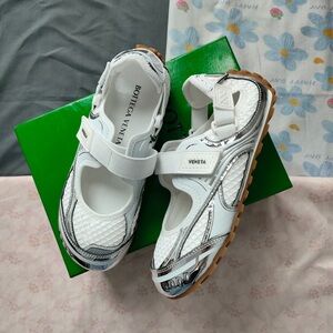 Bottega Veneta White Silver Sport Mary Jane Loafers